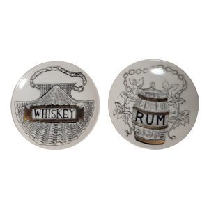 Vintage Piero Fornasetti Vini E Liquori Coaster Rum & Whiskey Decorative Plates